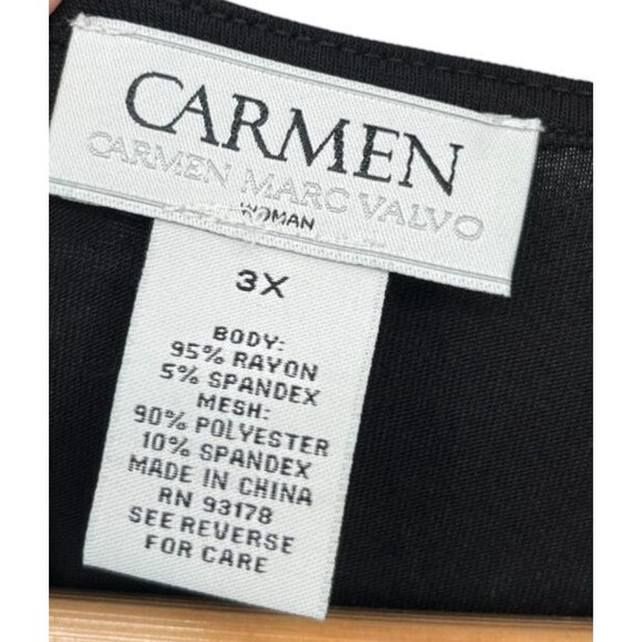 Carmen Marc Valvo Top Women's Size 3X Black Sheer Mesh Sleeves - Picture 4 of 4